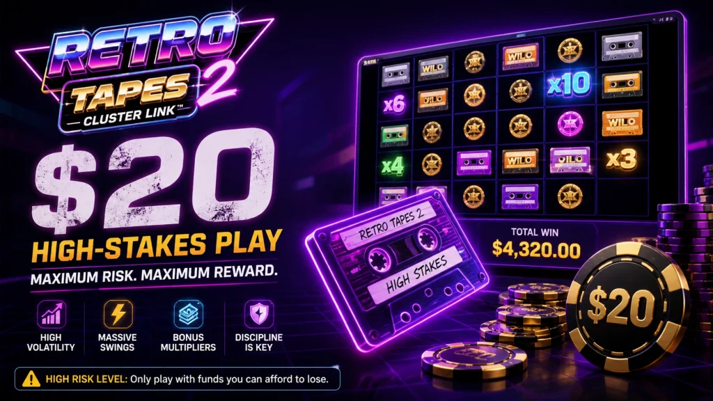 20 dollars bet for maximum reward in Retro Tapes 2